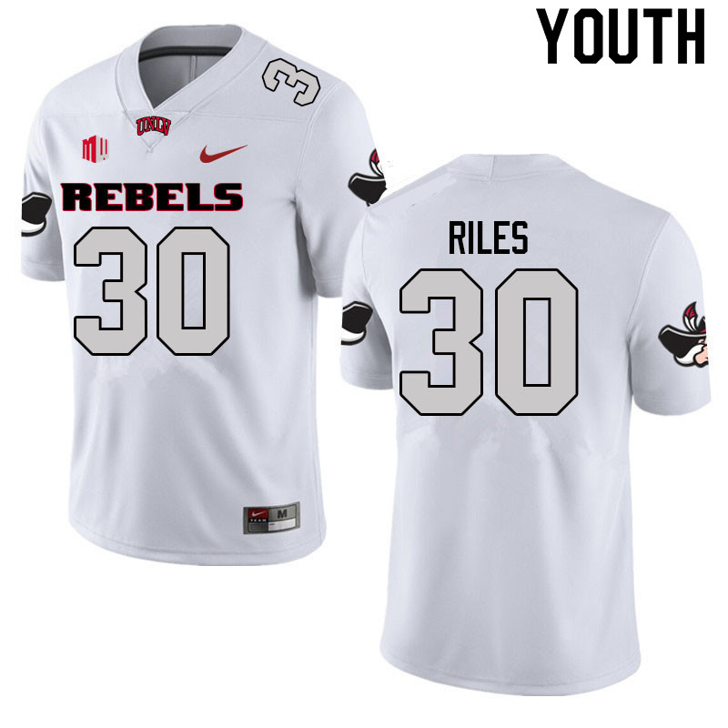 Youth #30 Jordan Riles UNLV Rebels College Football Jerseys Sale-White